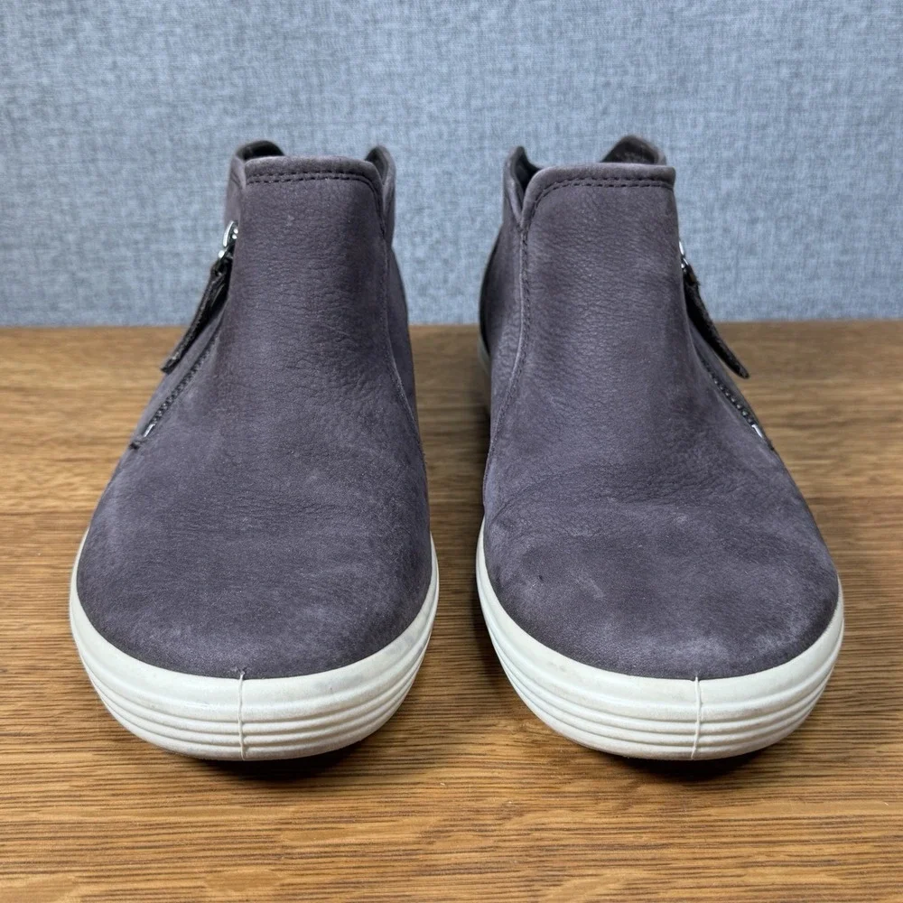 Ecco Womens Soft7 Shoe Size 37 6 Gray Nubuck Zip Bootie Mid Sneaker Comfy Casual